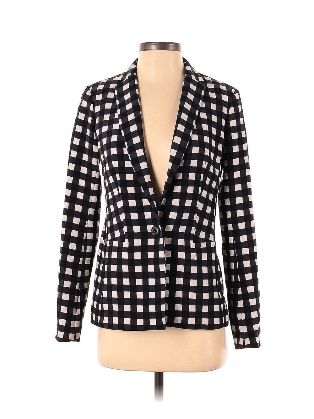 Black & White Gingham Women's Blazer Jacket